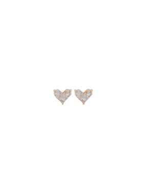 0.48ct Diamond 18K Gold Invisible Set Heart Stud Earrings