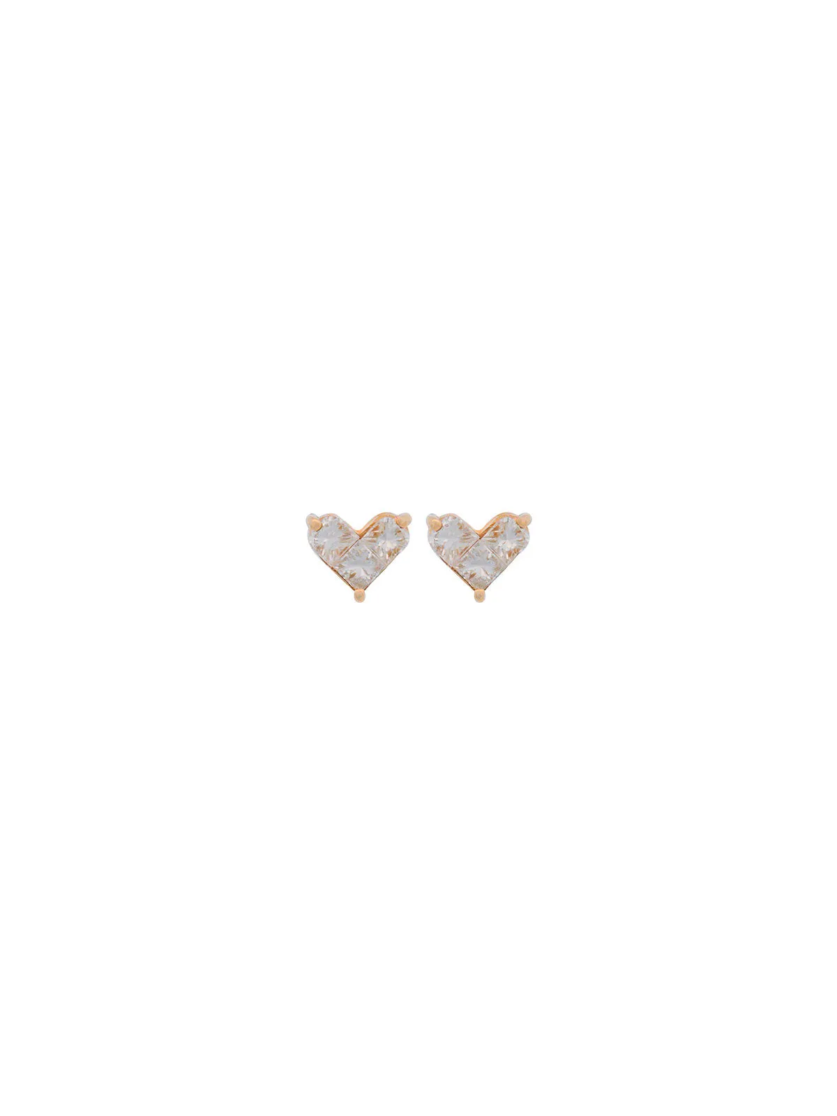 0.48ct Diamond 18K Gold Invisible Set Heart Stud Earrings