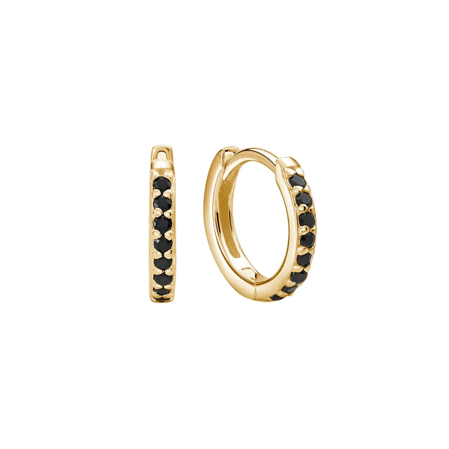 11mm Huggies | Black Spinel Yellow Gold