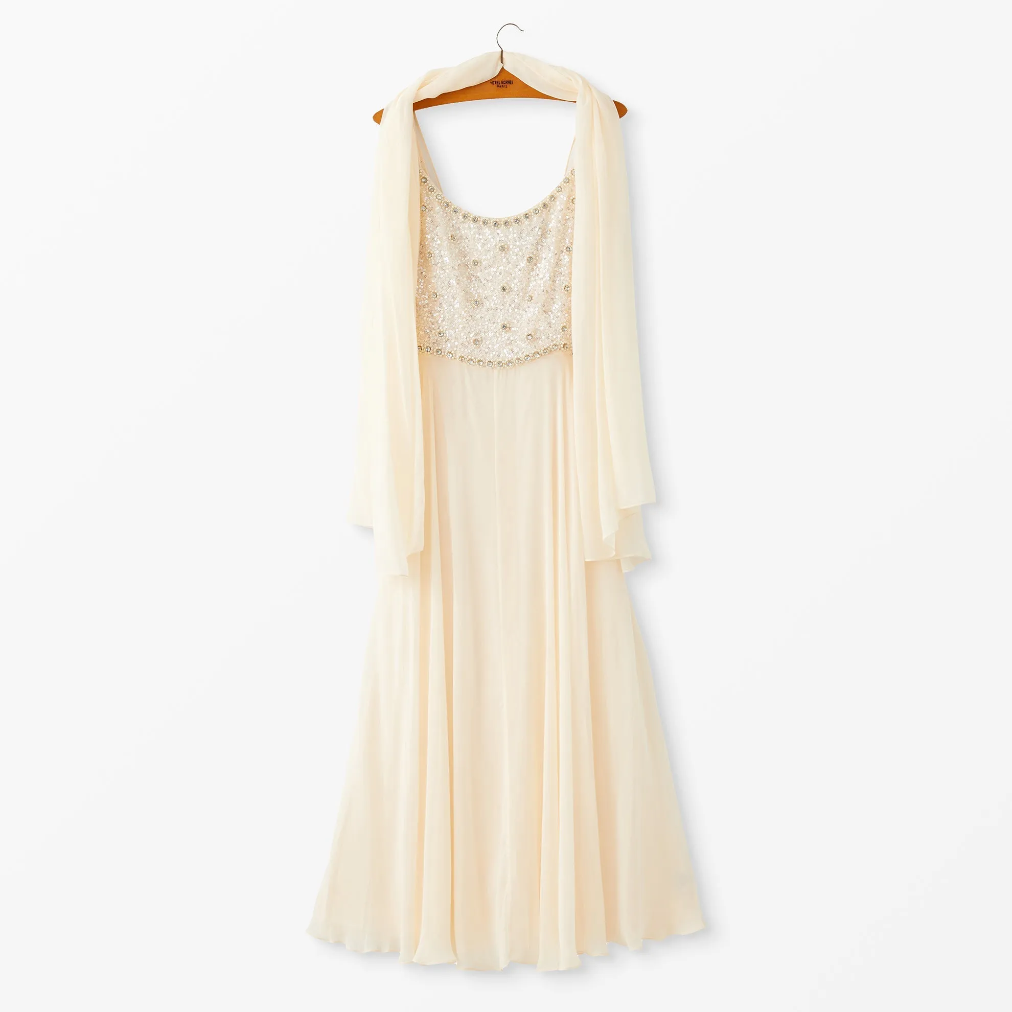 1960s Chiffon Beaded Gown