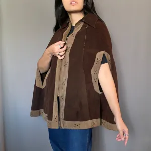 1970s Suede Two Tone Poncho (M)