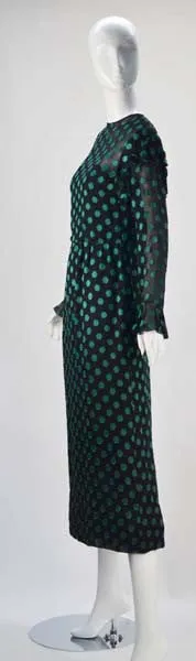 1980s Christian Dior Green Embroider Dress