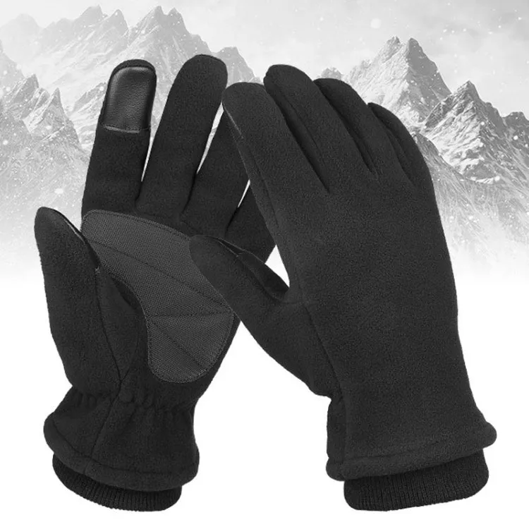 1pair Rocker Fleece Winter Warm Anti-Slip Gloves Outdoor Riding Sports Gloves, Size: L(Red)