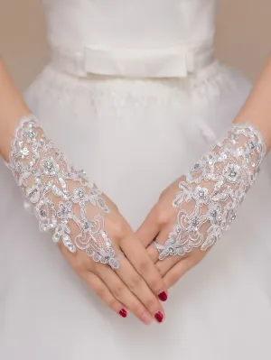 1pc Elegant Lace Bridal Glove For Women, Suitable For Spring And Autumn Season, Wedding / Banquet / Travel / Photography Accessory