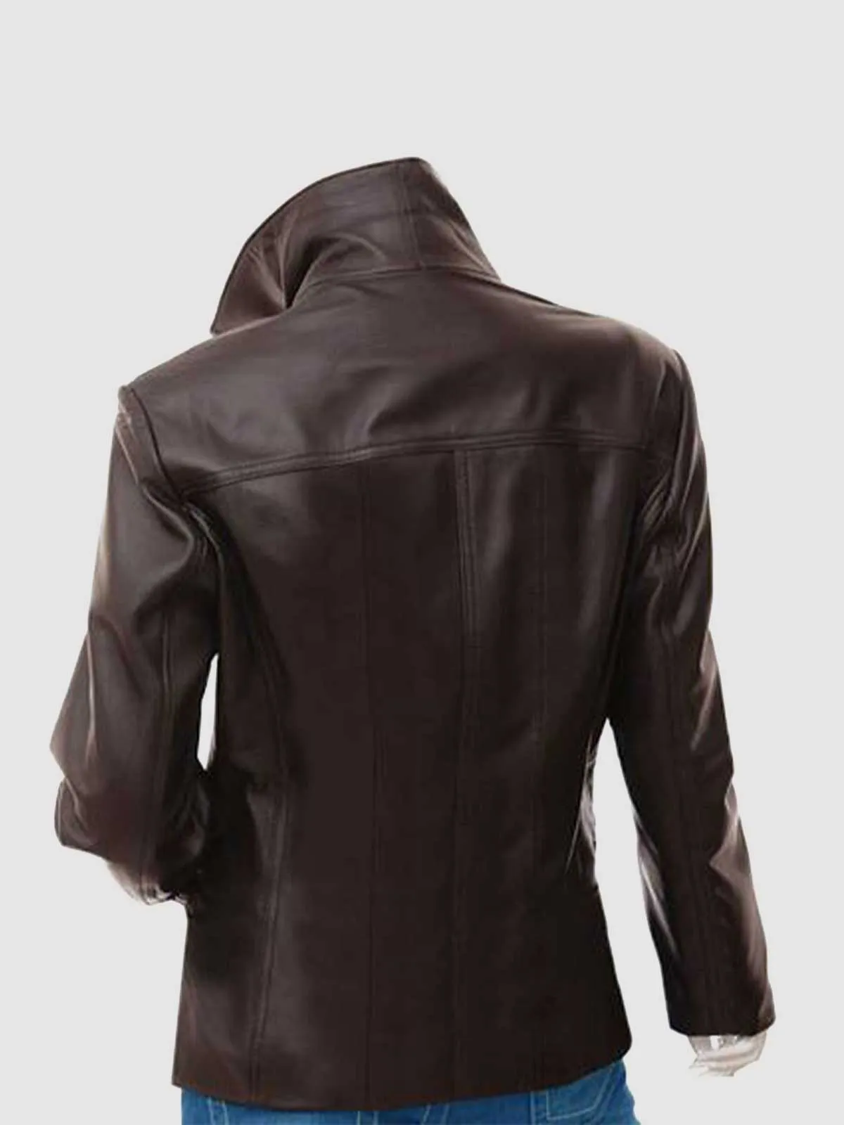 2 Button Brown Leather Coat