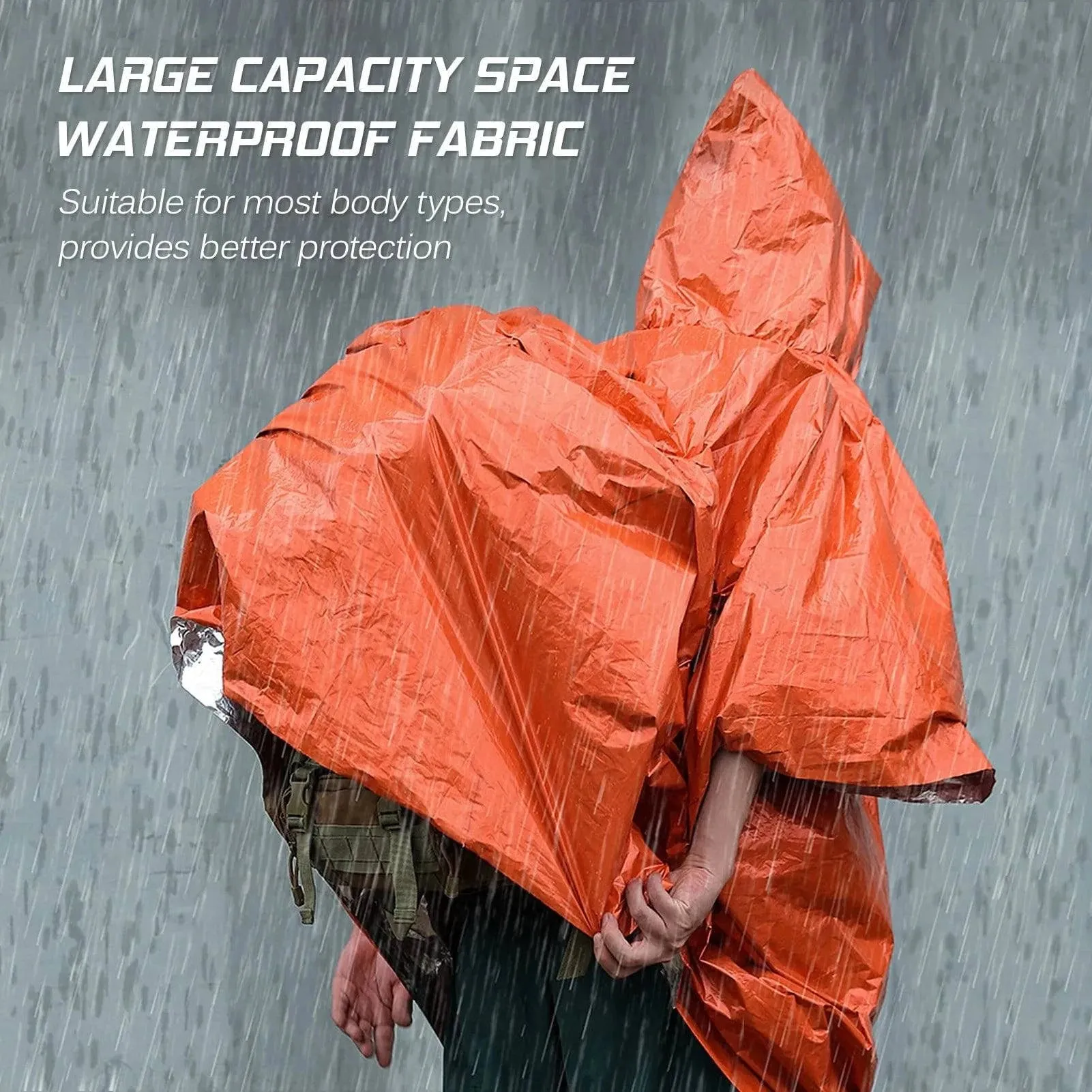 2022 New 4 Pack Emergency Rain Poncho Thermal Blanket Poncho Weather Proof Outdoor Survival Camping Gear Camping Equipment