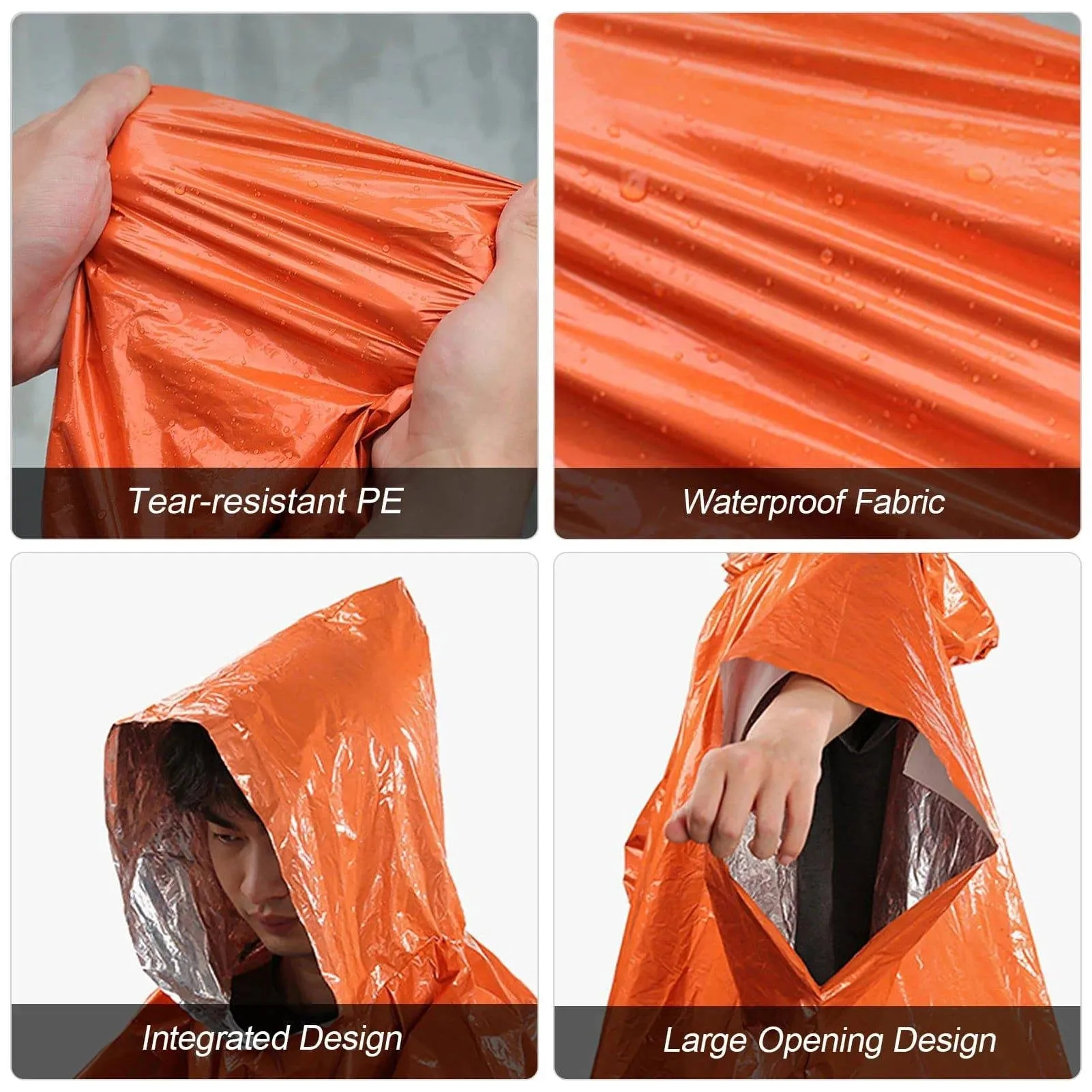 2022 New 4 Pack Emergency Rain Poncho Thermal Blanket Poncho Weather Proof Outdoor Survival Camping Gear Camping Equipment