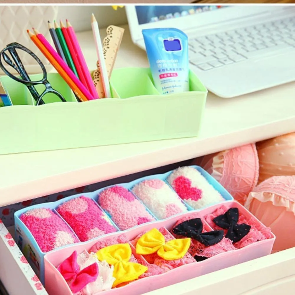 235 5-Compartments Socks / Handkerchief / Underwear Storage Box Socks Drawer Closet Organizer Storage Boxes (pack of 2)