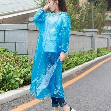 9311 Portable Adult Rain Coat, Raincoat Waterproof Button Cardigan Portable Raincoat  Adult Outdoor Traveling Plastic Material Raincoat/Rain wear/Rain Suit for Outdoor Accessory (1pc)