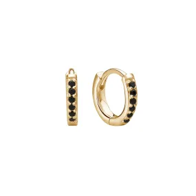 9mm Huggies | Black Spinel Yellow Gold