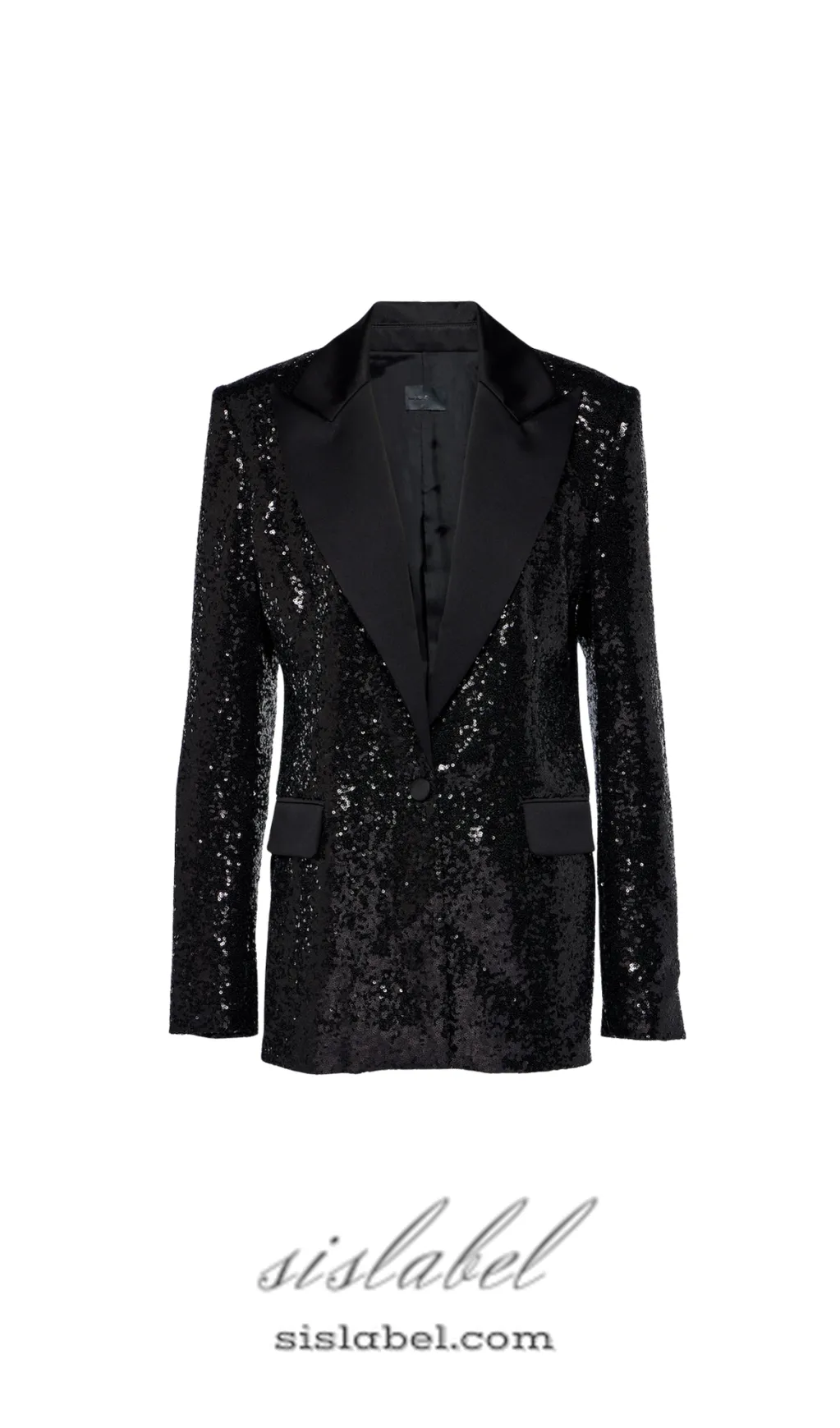 ALEXANDRA BLACK SEQUINED EMBELLISHED SATIN BLAZER