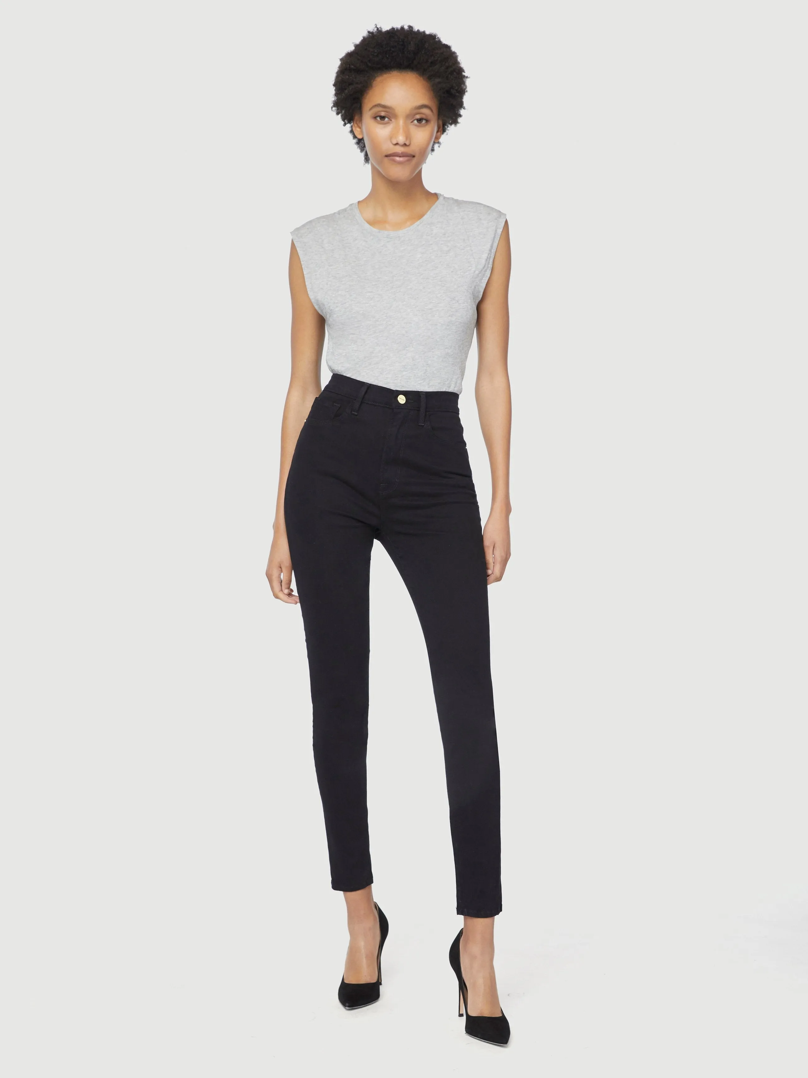 Ali High Rise Skinny Sateen -- Noir