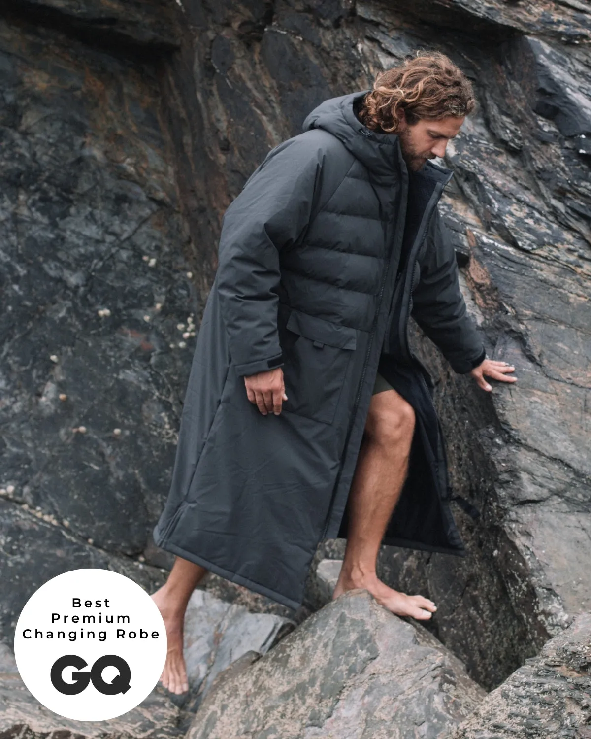 All Weather Puffer Changing Robe - Fossil Black