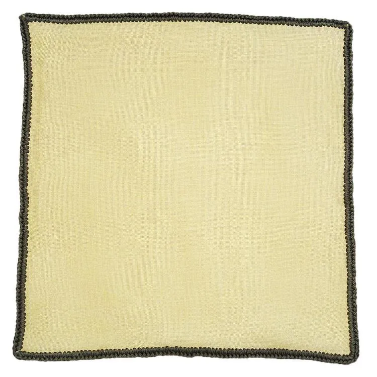 Almond Crema with Olive Green Signature Borders