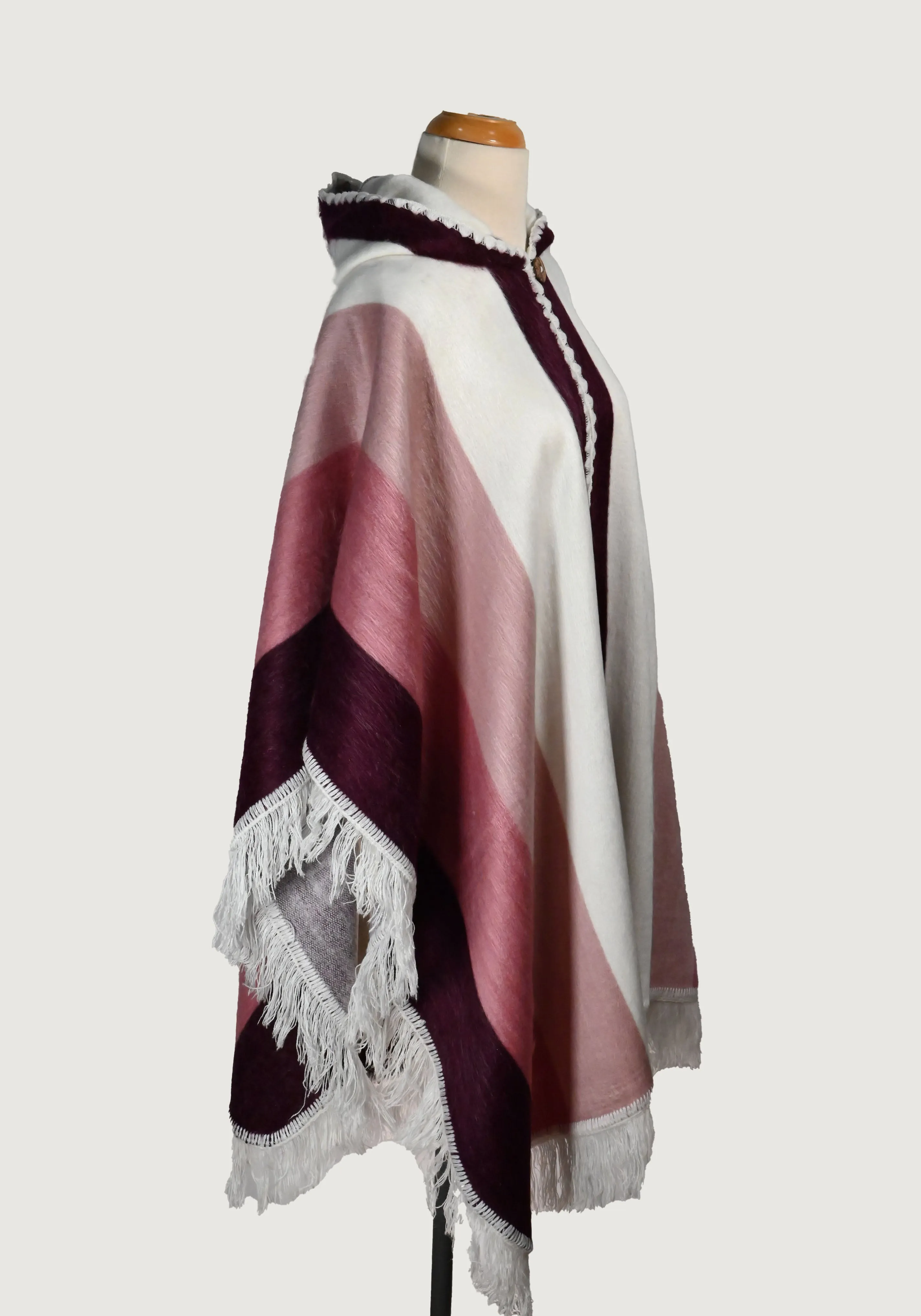 Alpaca Poncho Pink & White