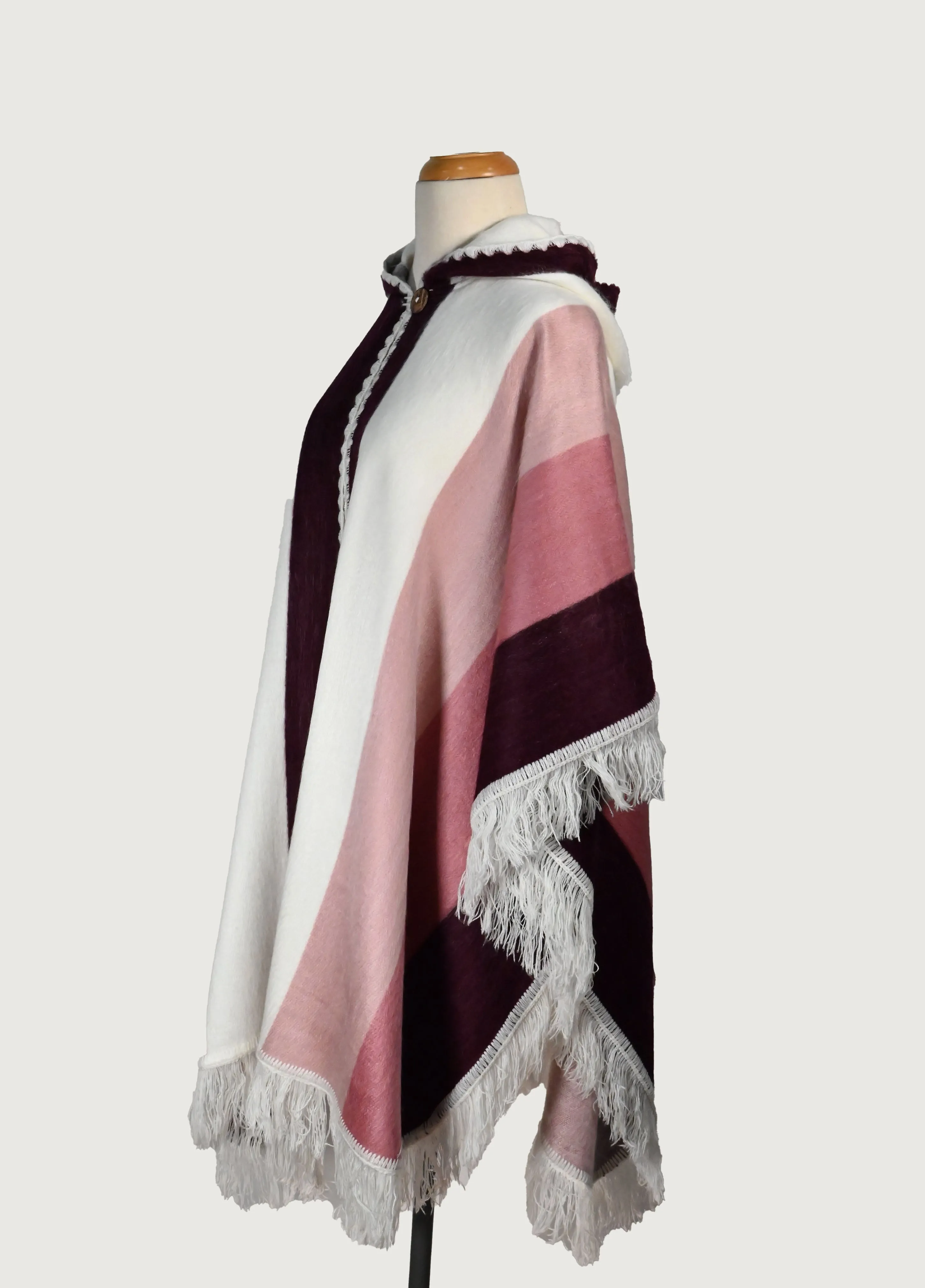 Alpaca Poncho Pink & White