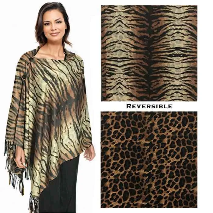 Animal Print Soft Touch Button Shawl