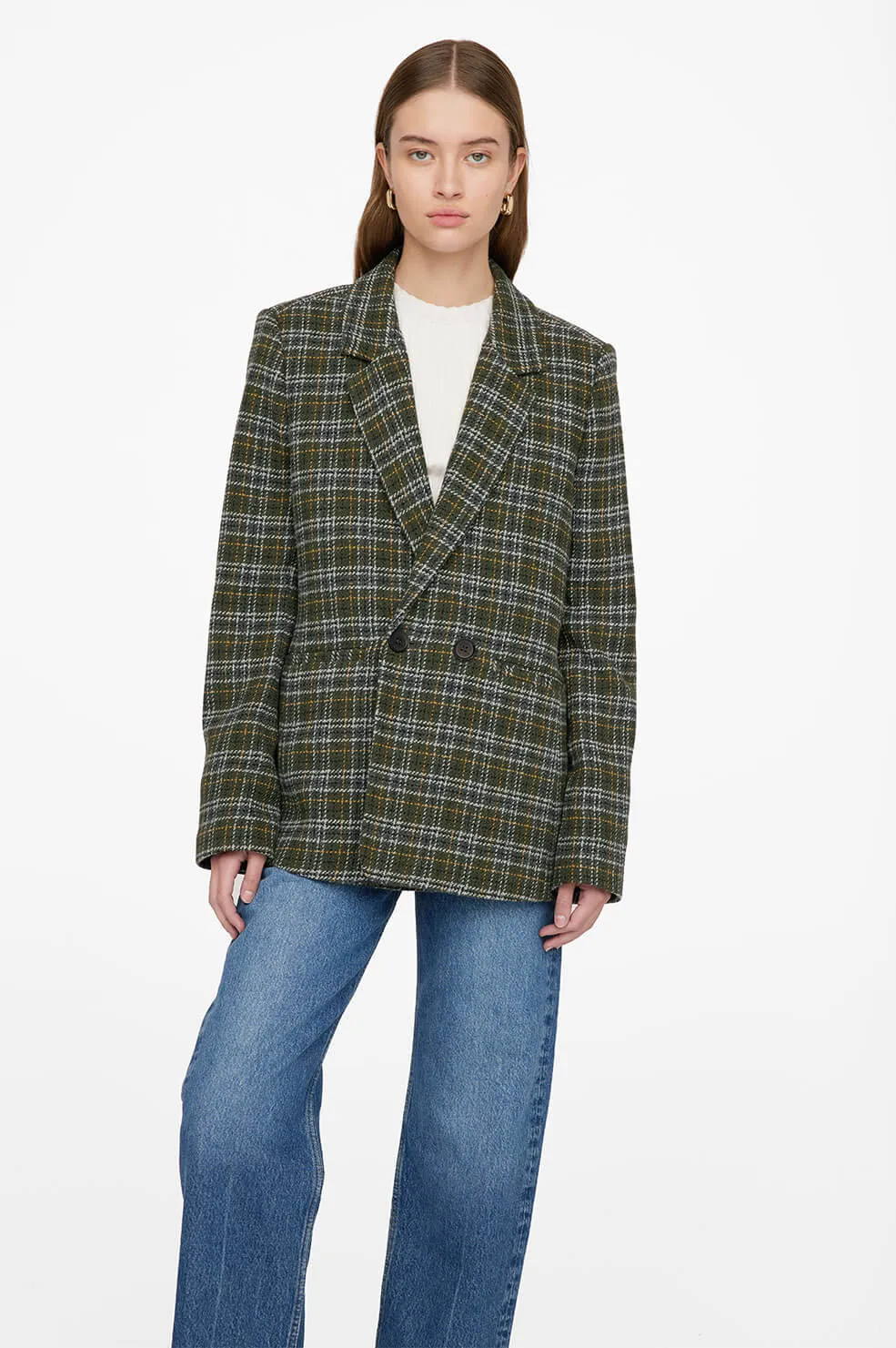 Anine Bing - Madeleine Blazer in Green Plaid