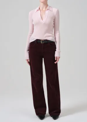 Annina High Rise Wide Leg 33" Corduroy in Bordeaux