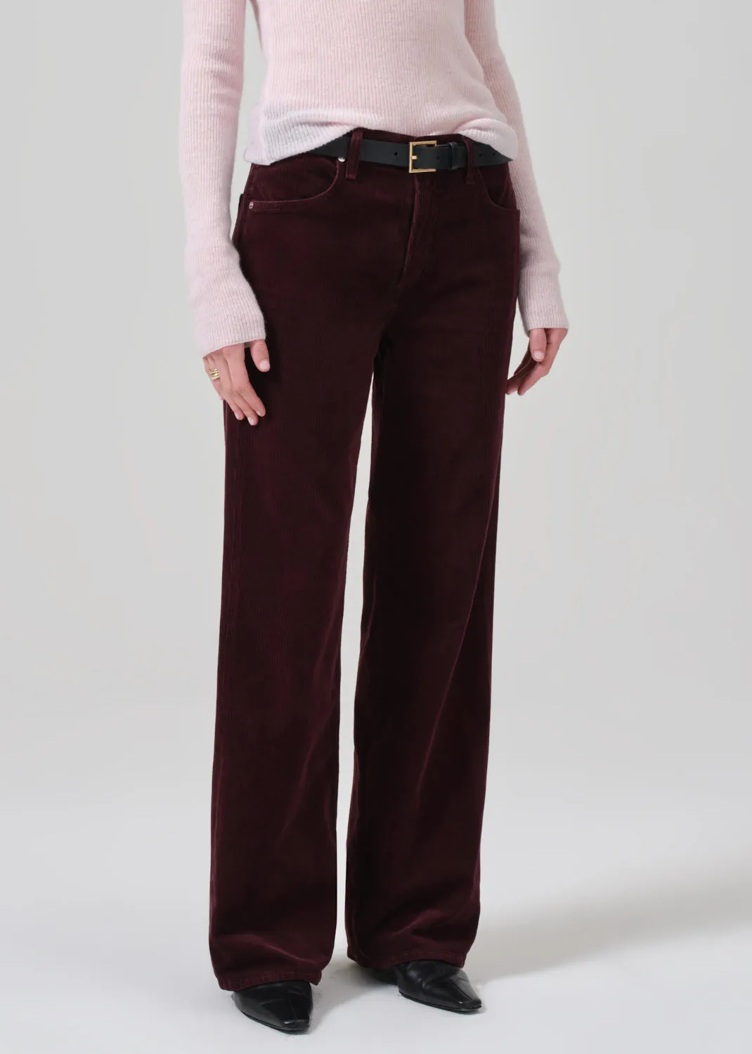 Annina High Rise Wide Leg 33" Corduroy in Bordeaux