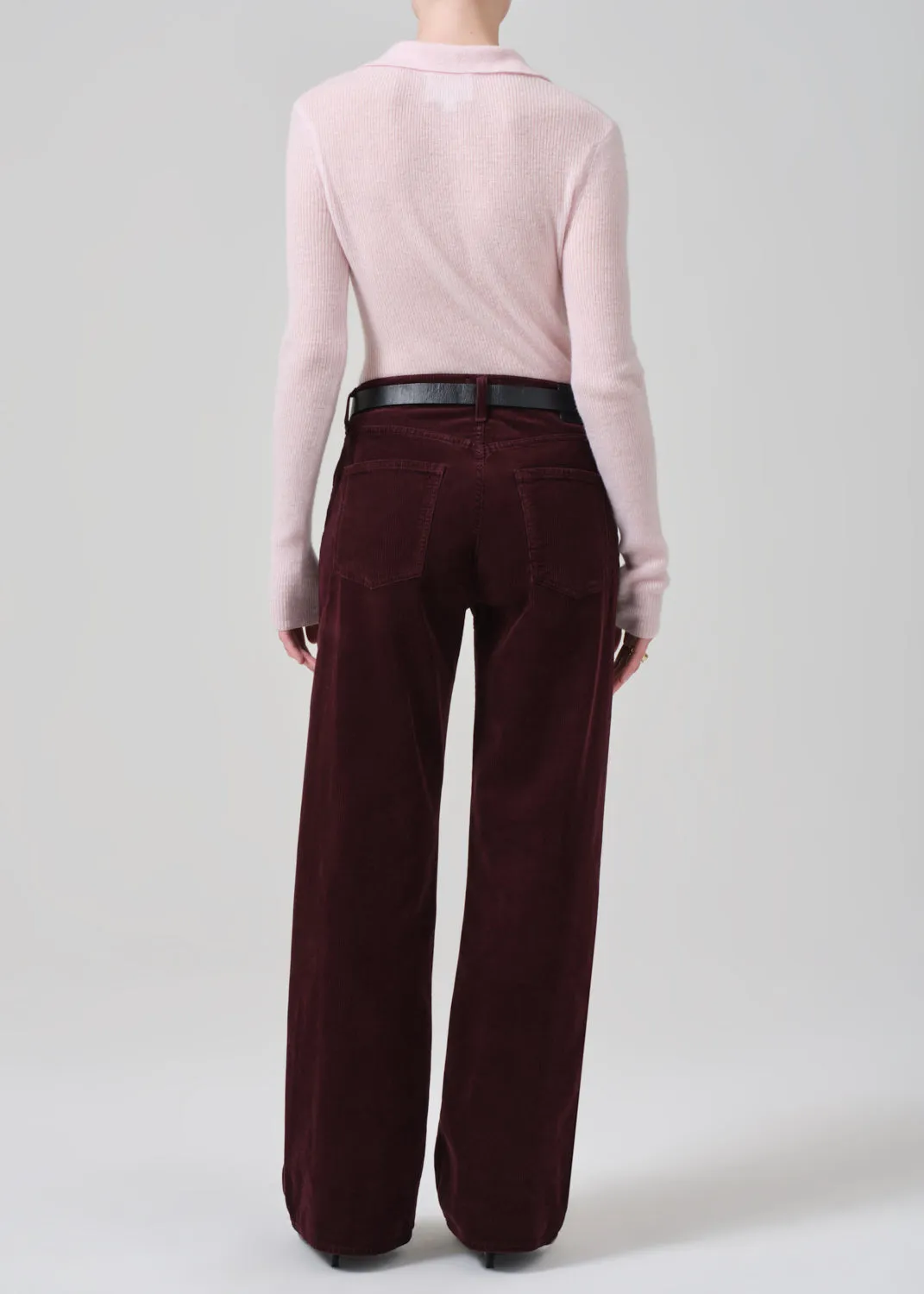 Annina High Rise Wide Leg 33" Corduroy in Bordeaux