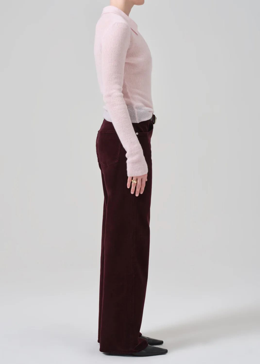 Annina High Rise Wide Leg 33" Corduroy in Bordeaux