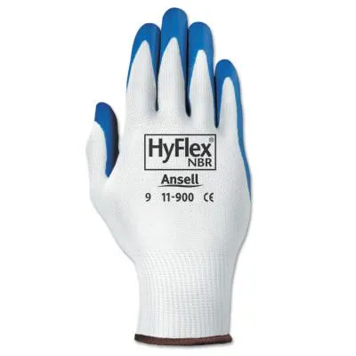 Ansell HyFlex NBR Gloves, 8, Blue/White, 103349