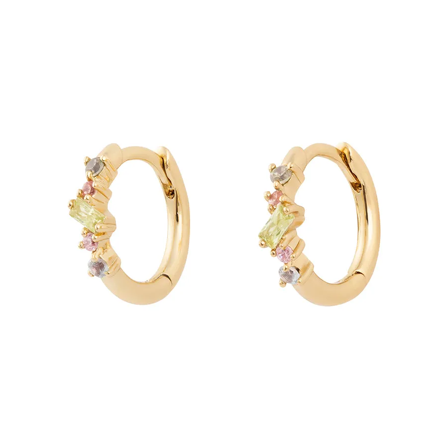 Aurora Rainbow & Gold 9mm Huggie Earrings