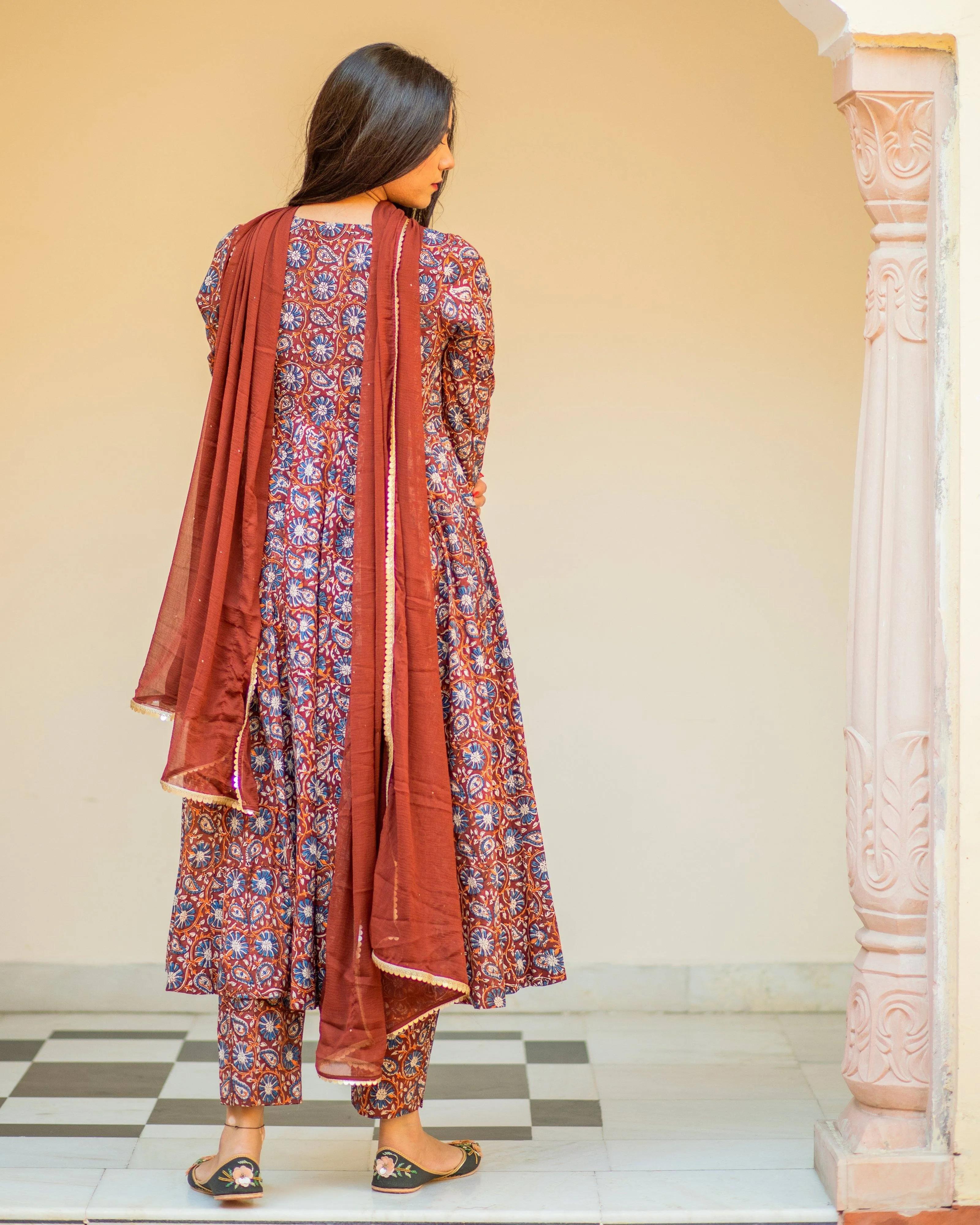 Bagru Print Brown Colored Dress Set