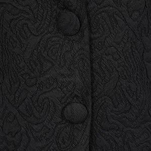 Black 3/4 Sleeve Jacquard Button Front Jacket Blazer