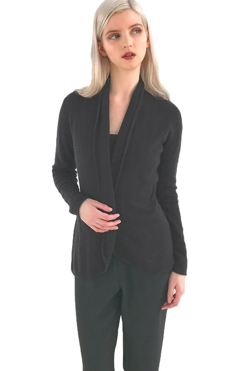 Black Cashmere Cardigan - Pointelle