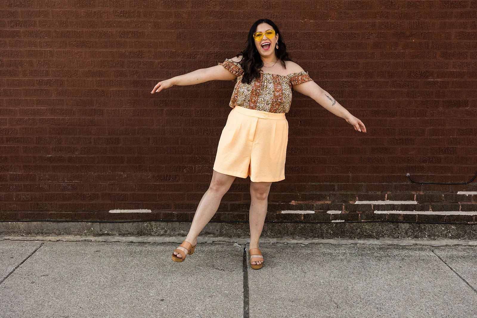 blanche shorts in bright cantaloupe