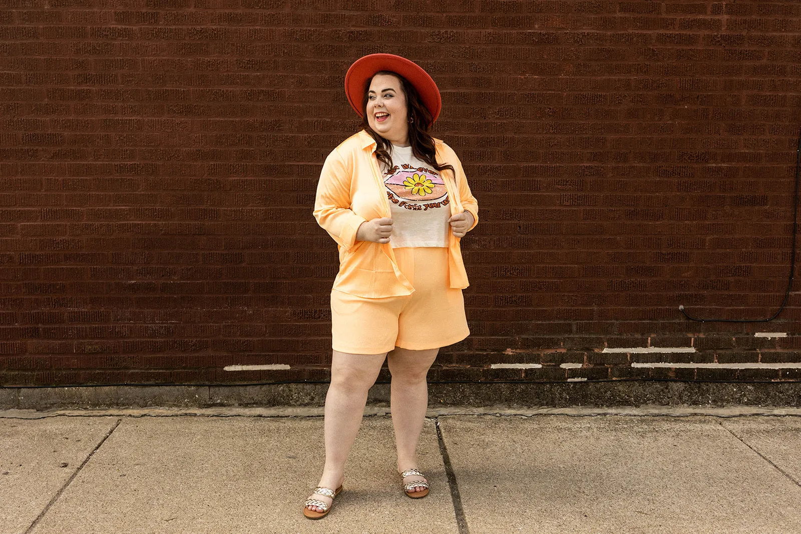 blanche shorts in bright cantaloupe