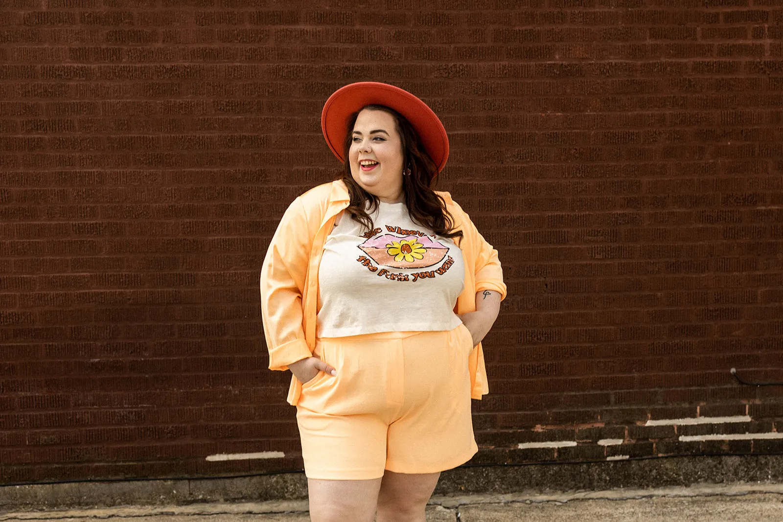 blanche shorts in bright cantaloupe