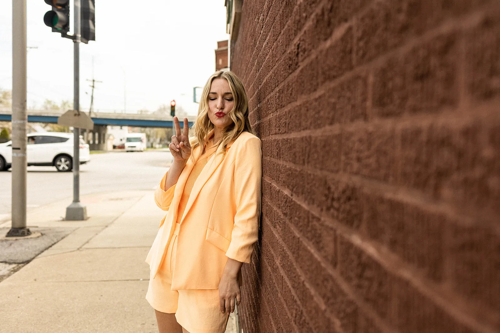 blanche shorts in bright cantaloupe