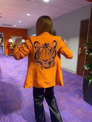 Blazer, Ruched Orange, Tiger Face