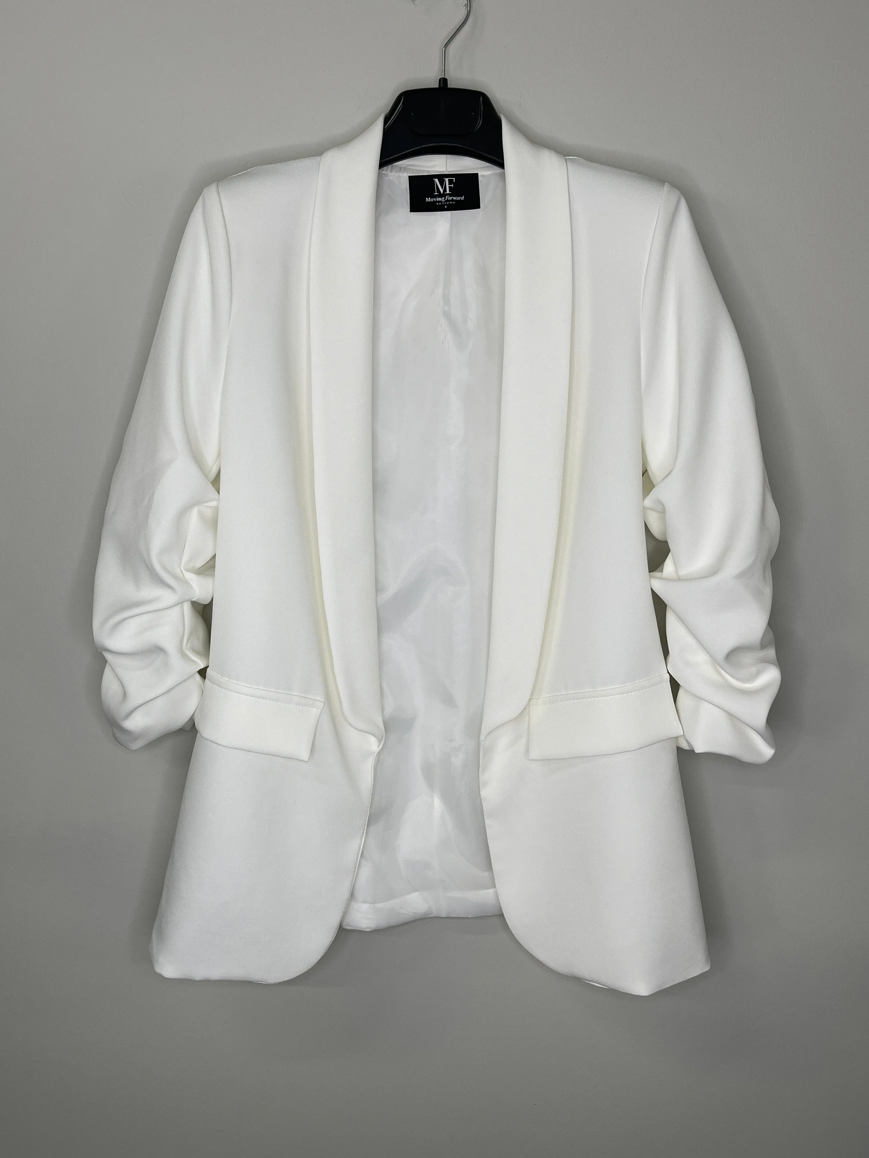 Blazer, Ruched White, Gold Kids