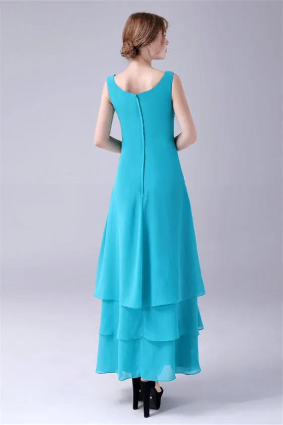 Blue Chiffon Mother Of The Bride Dresses With Jacket