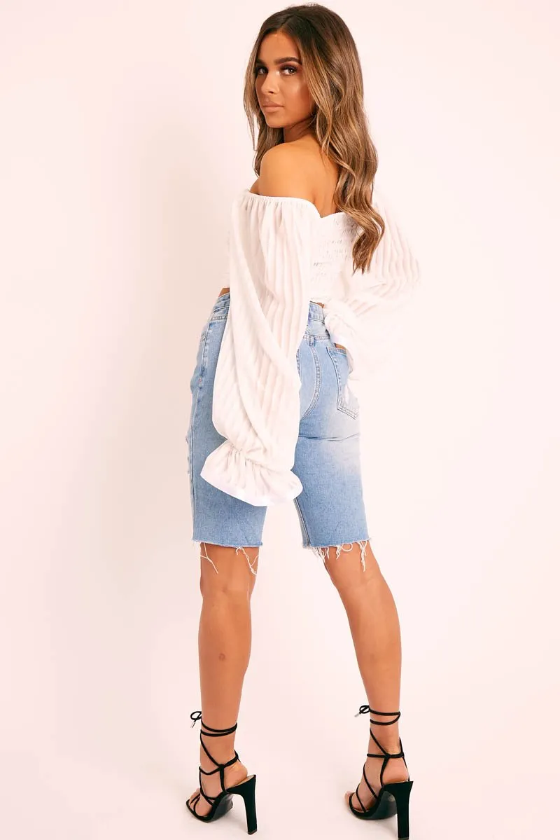 Blue Distressed Boyfriend Denim Shorts - Calli