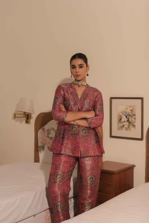 Blushy Pink Banarsi Brocade Blazer with pant