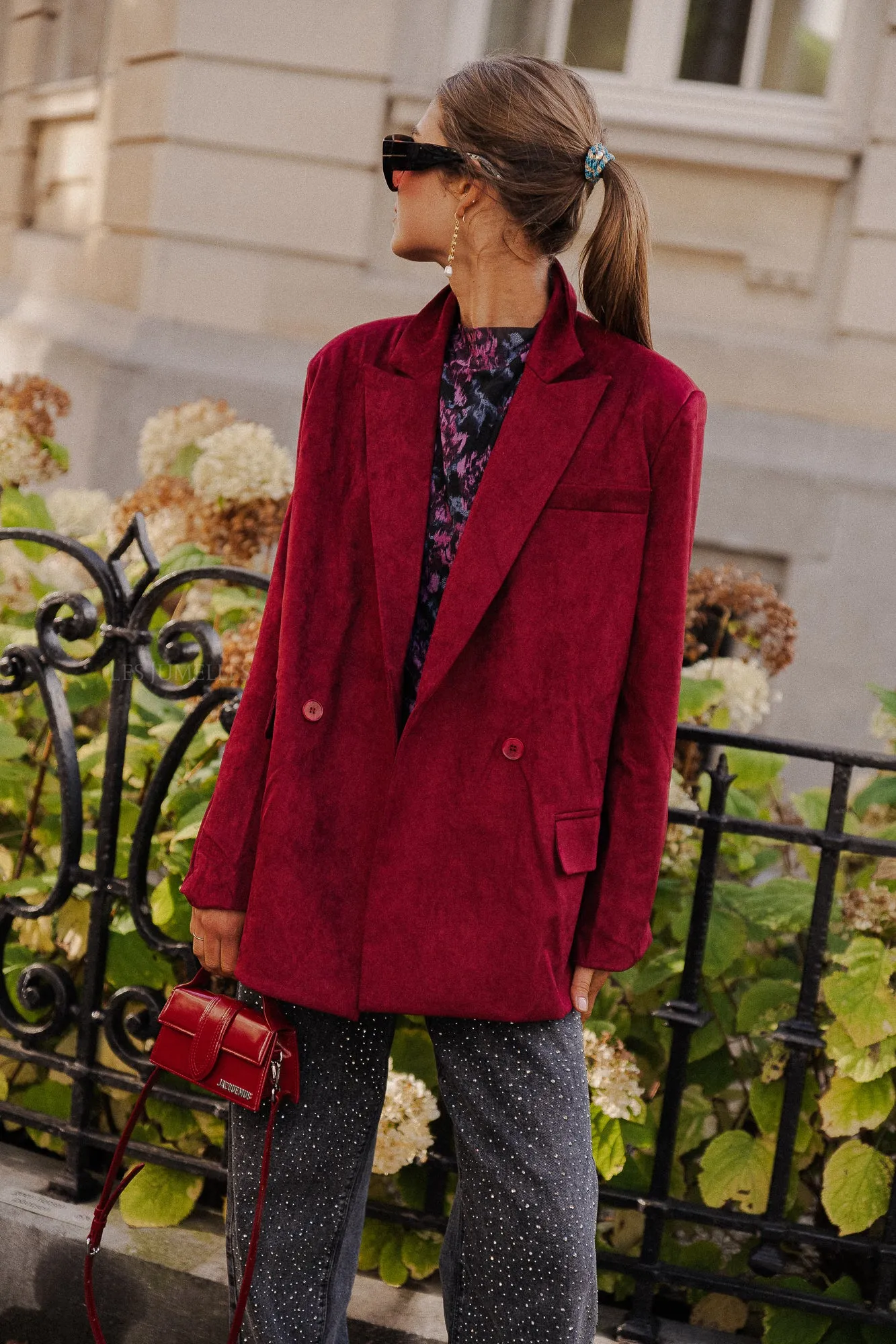 Bree suede blazer burgundy