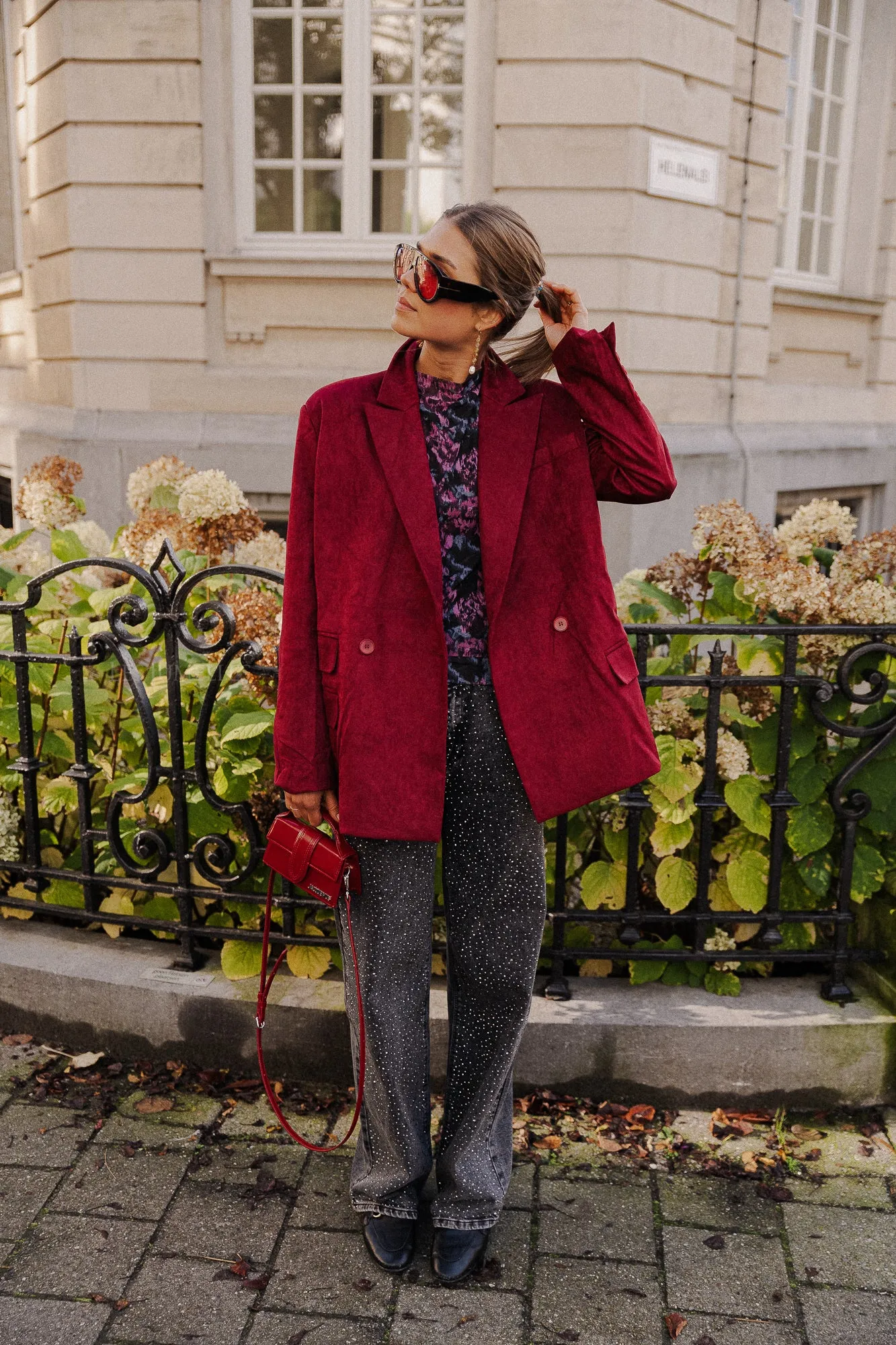 Bree suede blazer burgundy