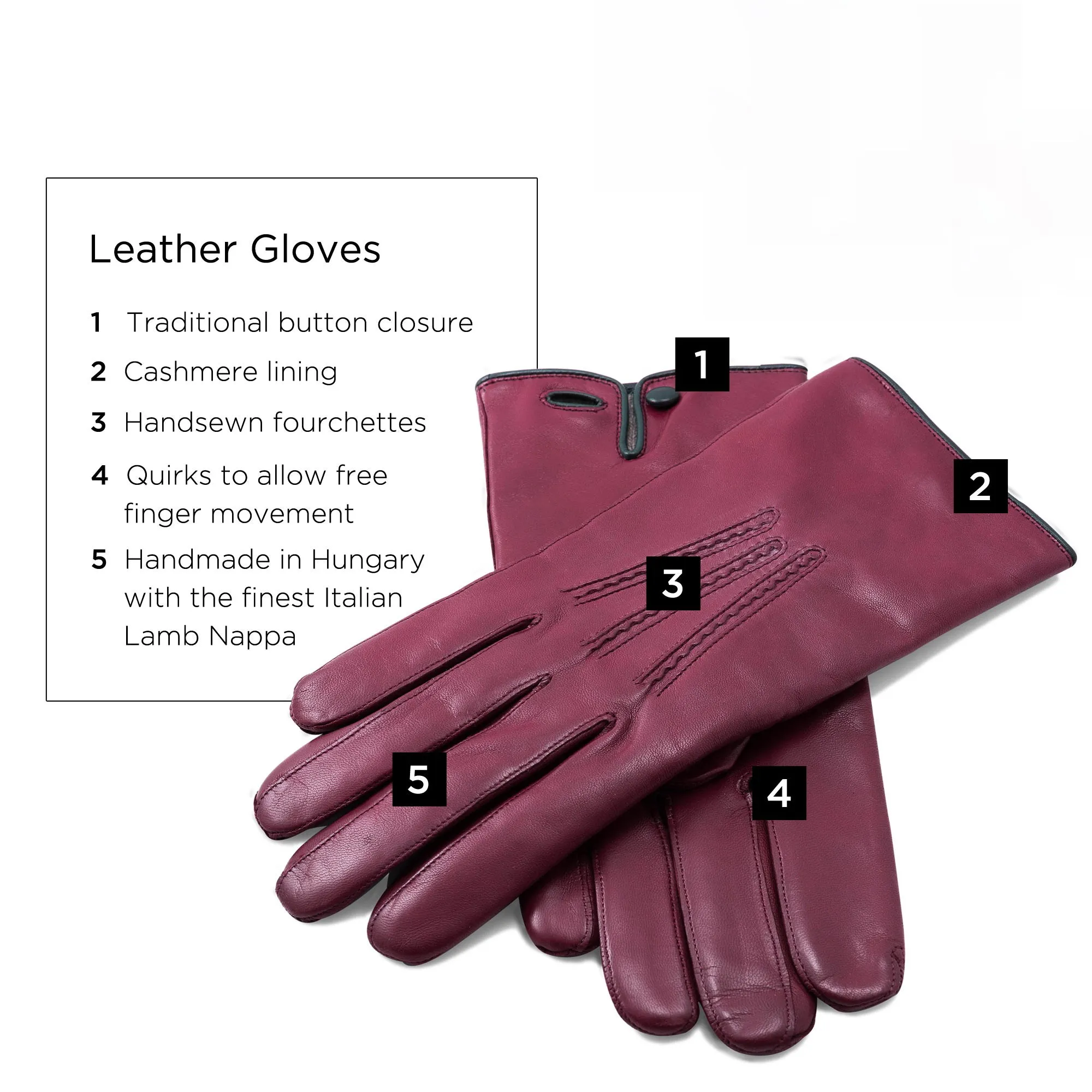 Burgundy Lamb Nappa Leather Dress Gloves