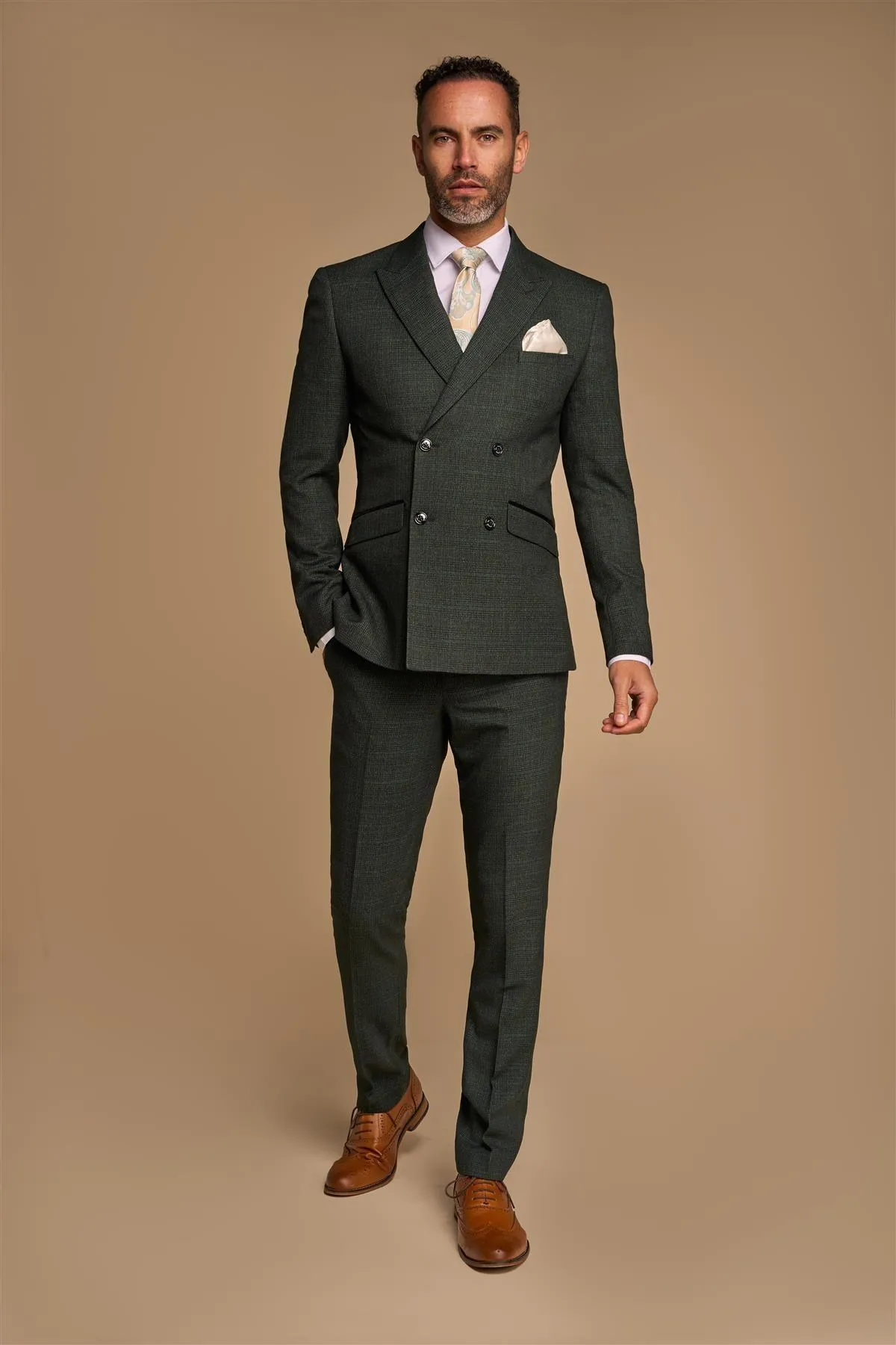 Caridi Olive Double Breasted Blazer