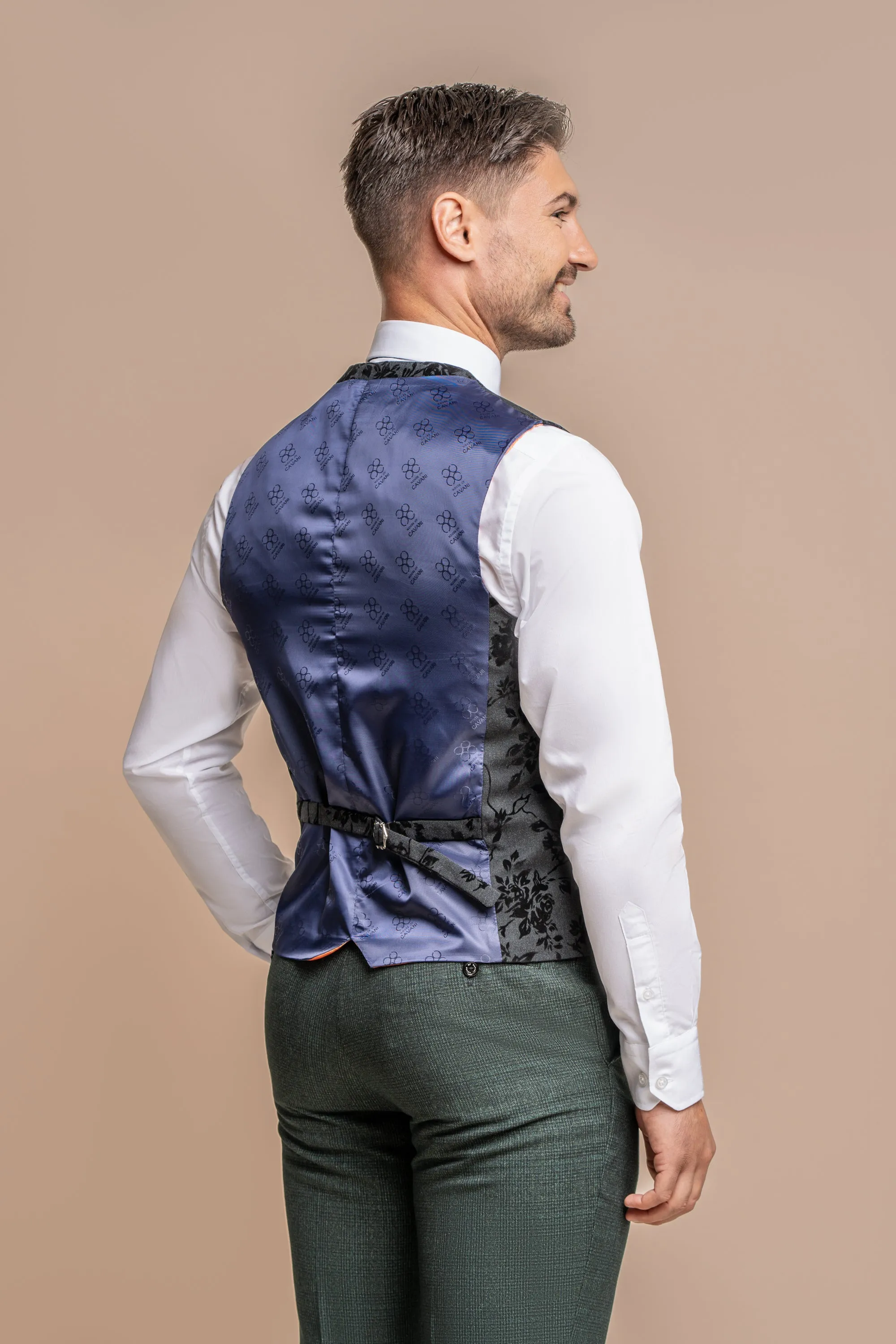 Caridi Olive Suit with Georgi Floral Waistcoat