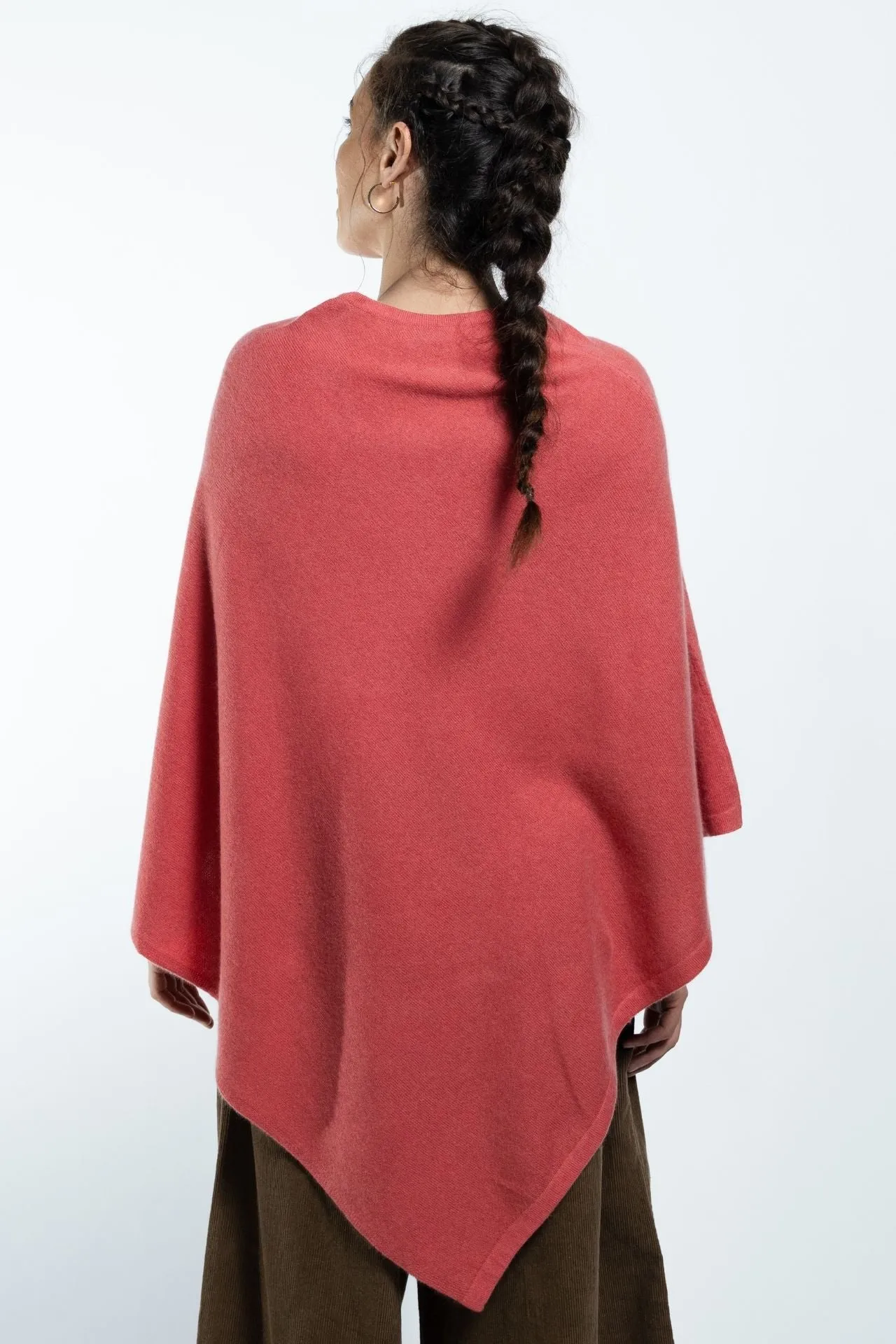 Cashmere Poncho - Coral