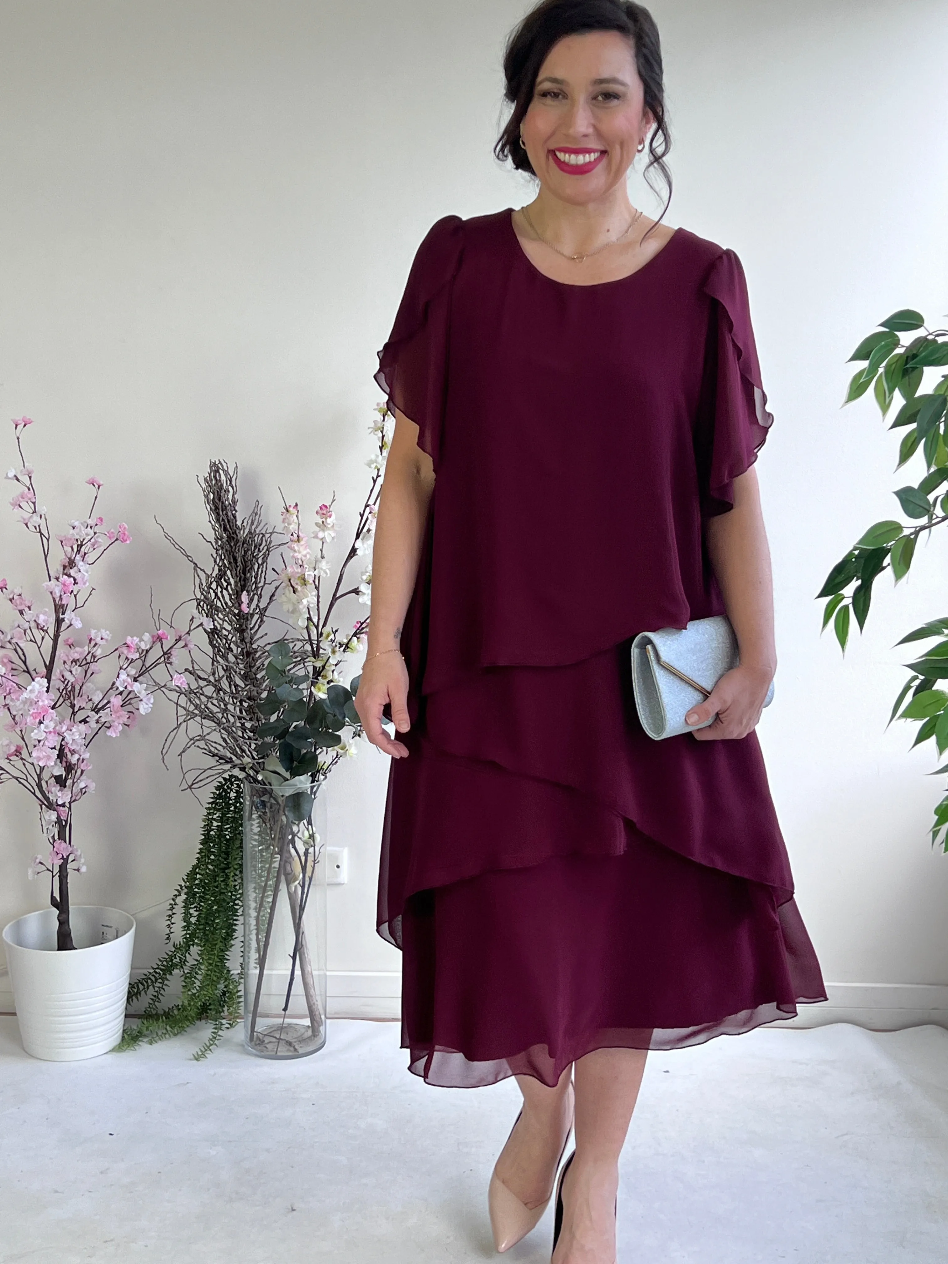 Charlotte Burgundy Evening Dress