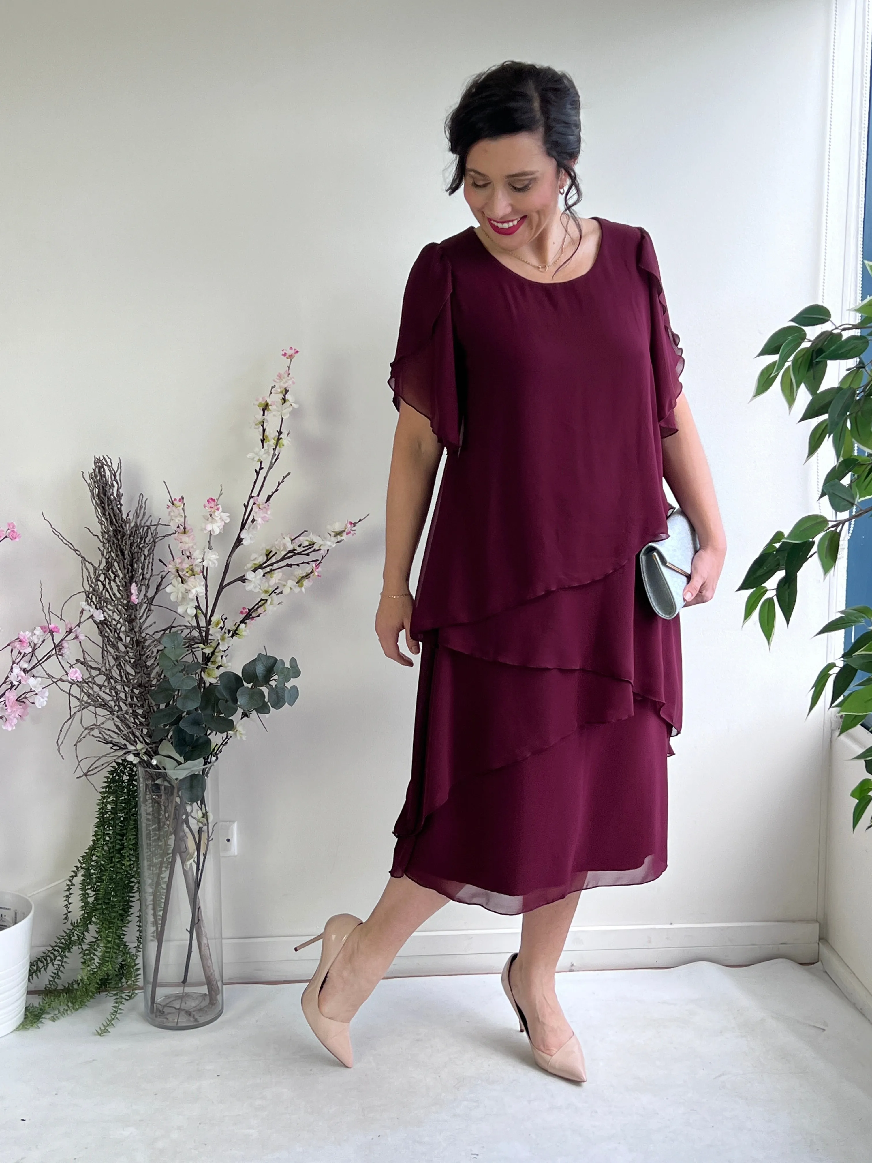 Charlotte Burgundy Evening Dress