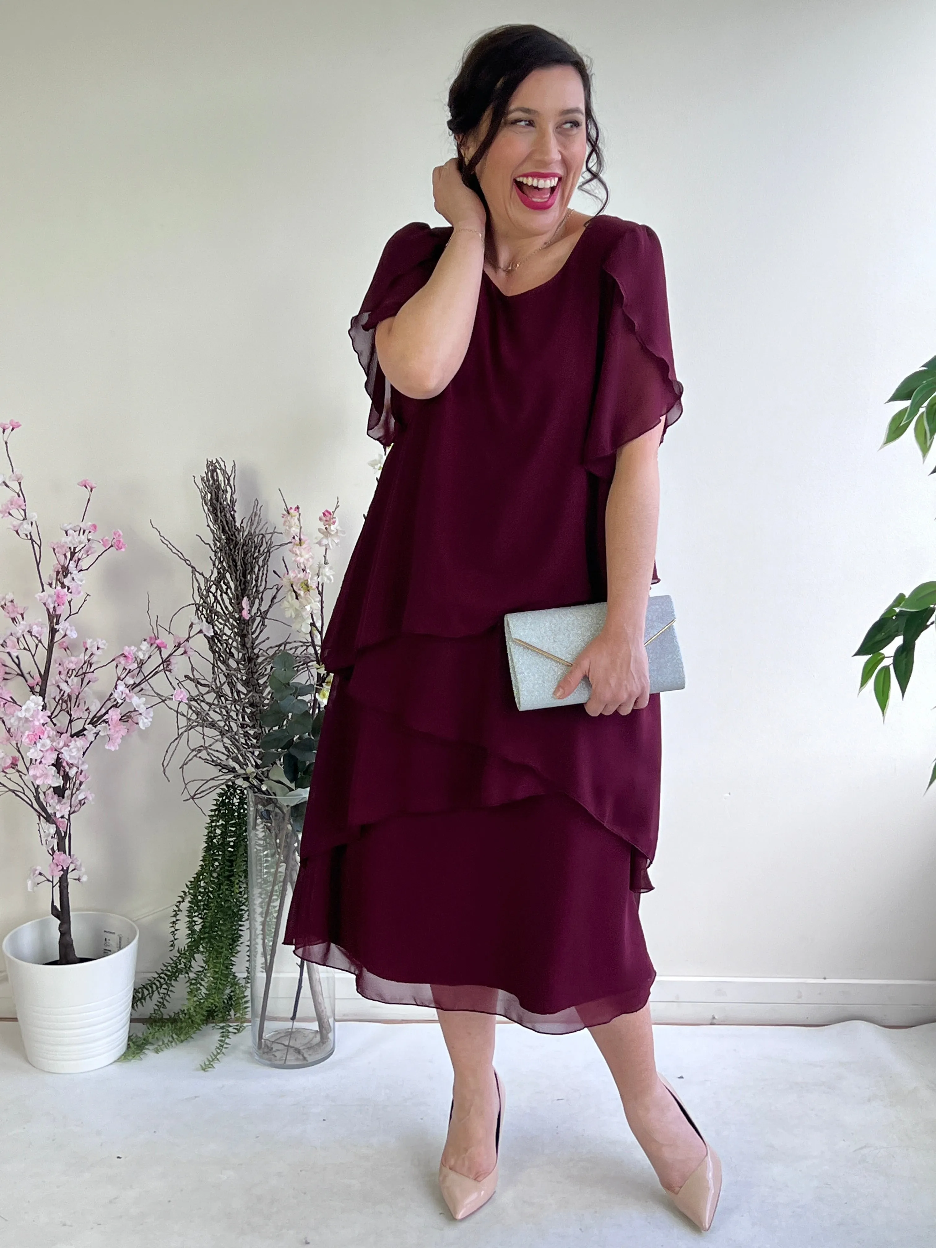 Charlotte Burgundy Evening Dress