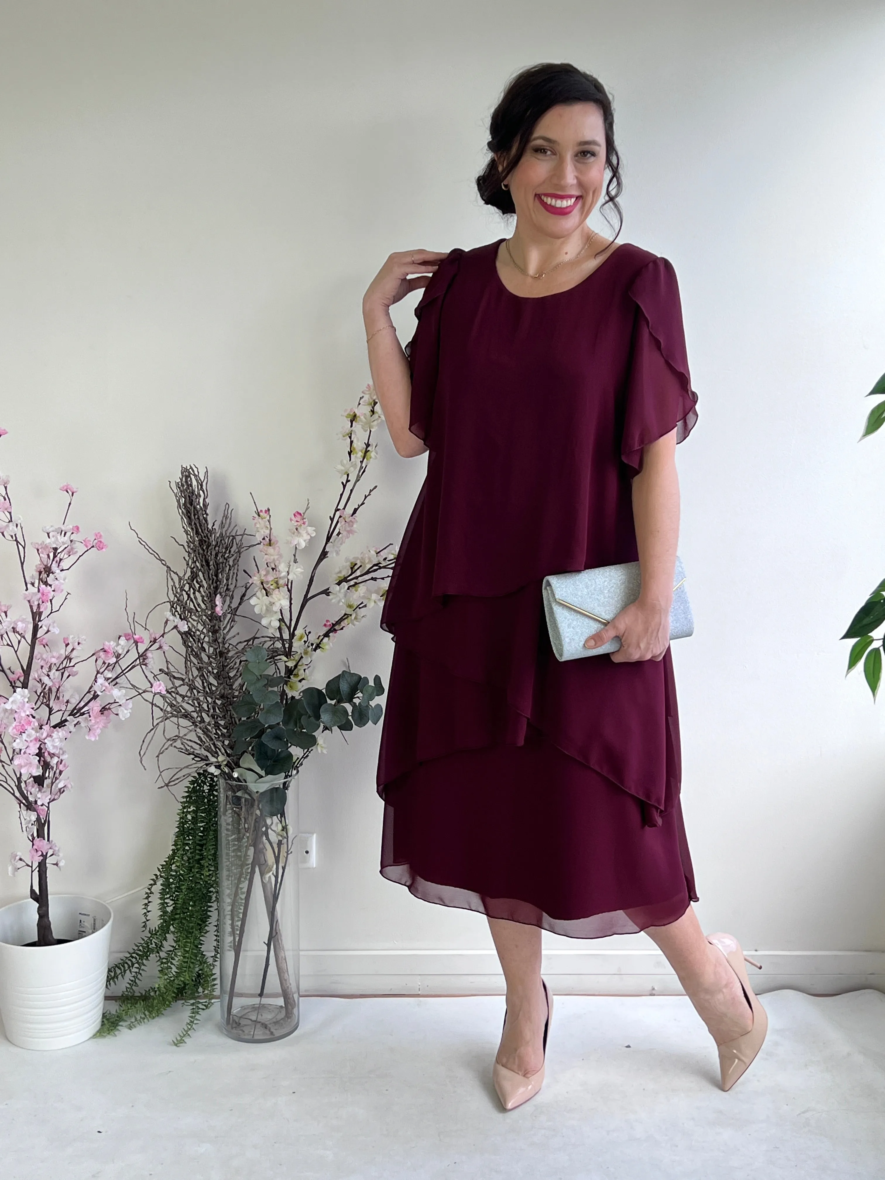 Charlotte Burgundy Evening Dress